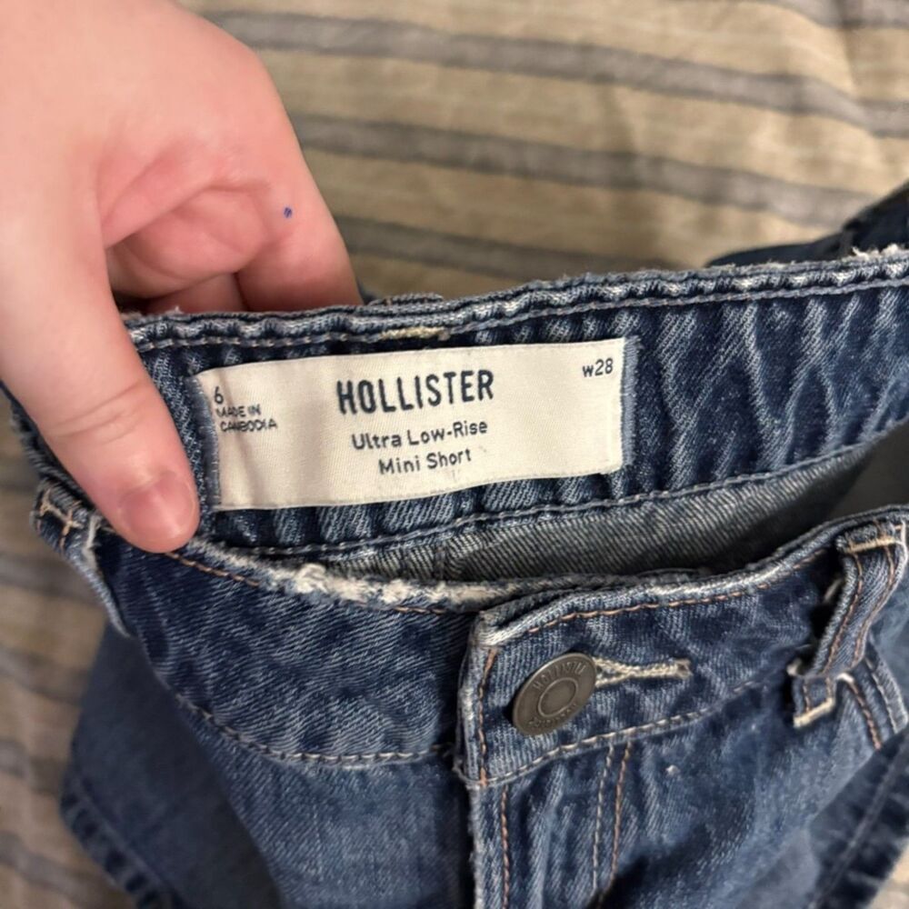 Hollister Ultra Low Rise Mini Short 6 Dark Wash - Picture 5 of 7